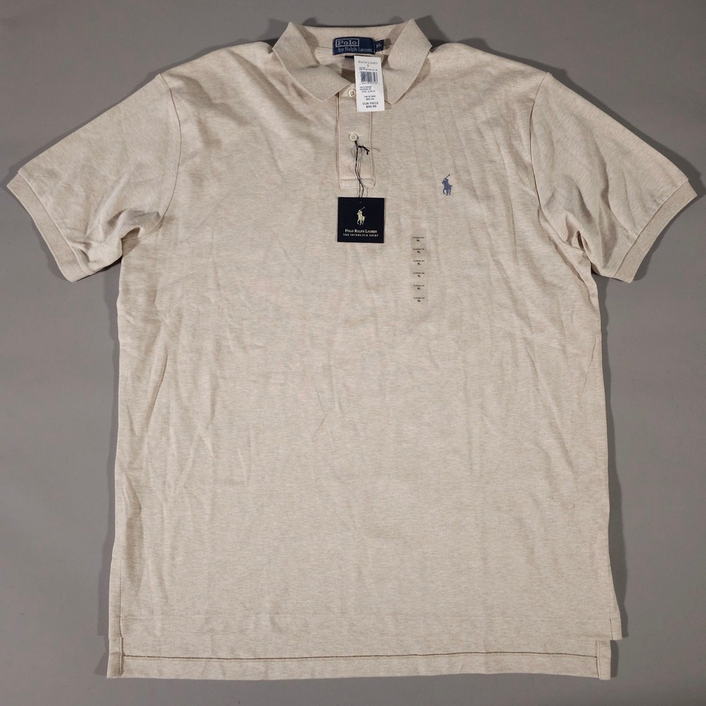 Polo Ralph Lauren Polo Shirt Mens XL Beige Riviera Heather Interlock Classic Fit